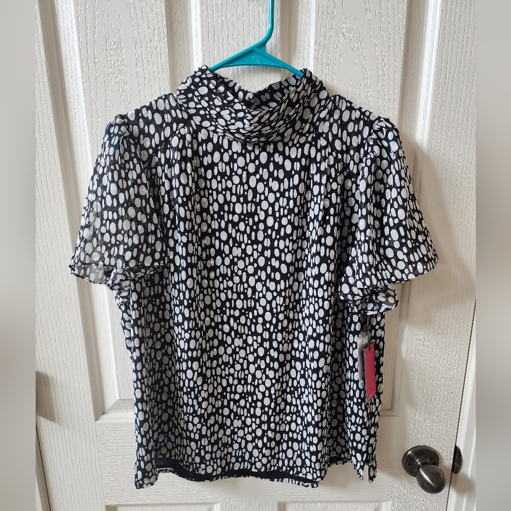 Vince Camuto high neck black and white blouse (Size M)